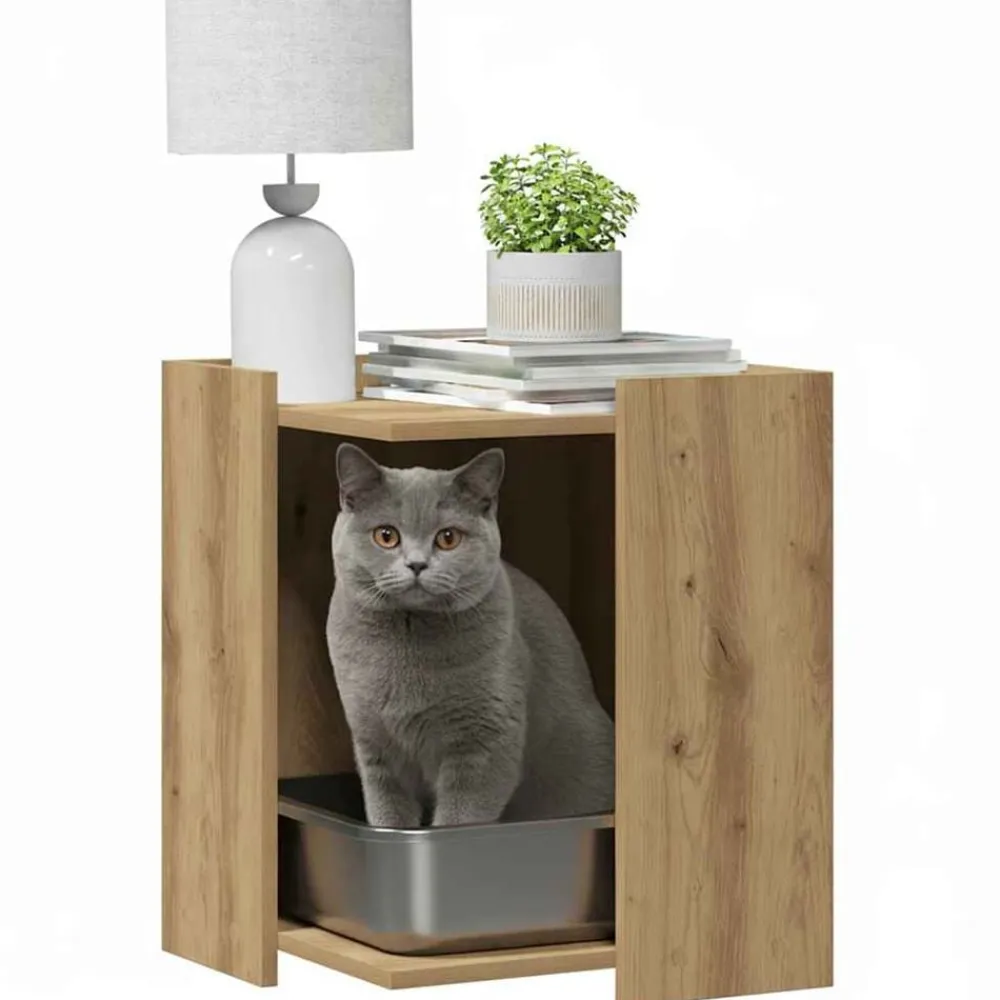 Kattenbakkast 42x42x51 cm bewerkt hout>vidaXL Discount