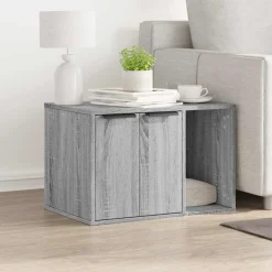 Huisdierbenodigdheden*vidaXL Kattenbakkast 60x40x40 cm bewerkt hout eikenkleur Grijs sonoma