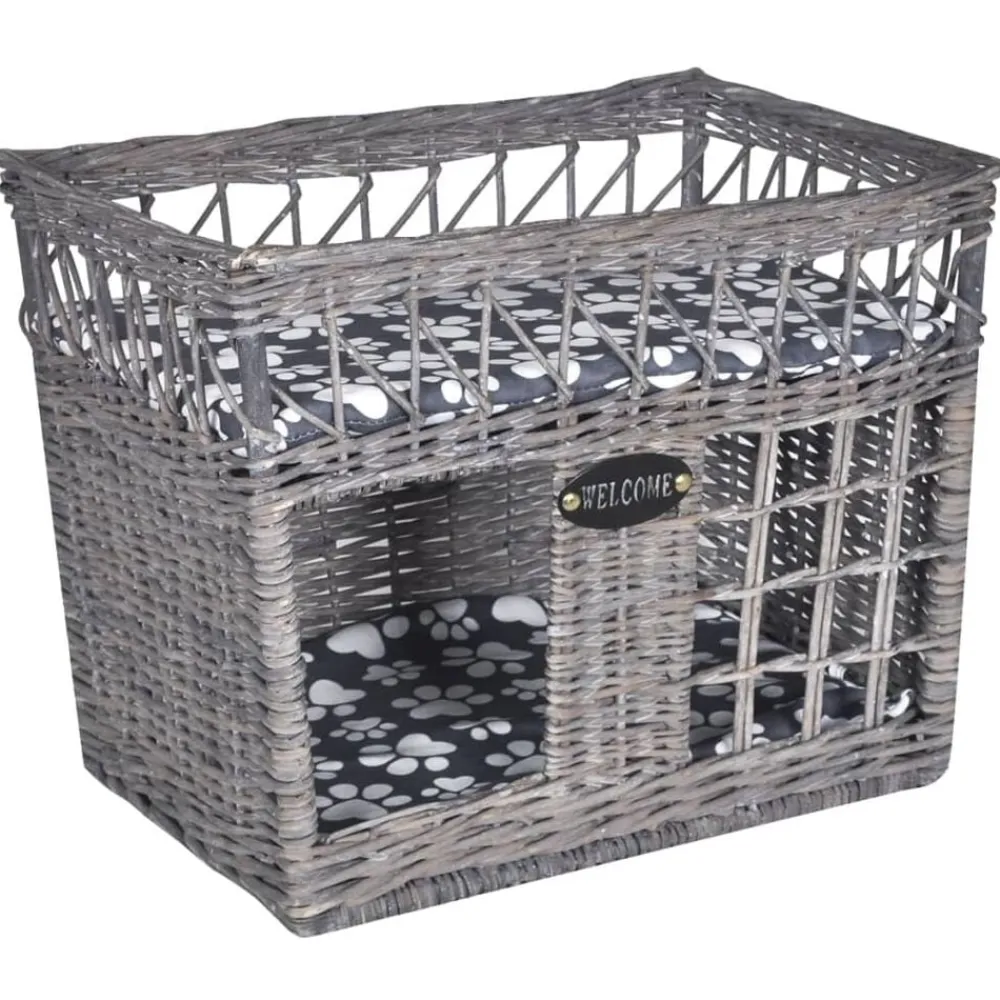 Kattenbed/huis/krabpaal met kussen vierkant wilgen>vidaXL Clearance