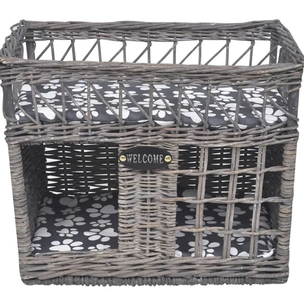 Kattenbed/huis/krabpaal met kussen vierkant wilgen>vidaXL Clearance