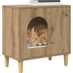 Huisdierbenodigdheden*vidaXL Kattenhuis Ambachtelijk eiken 51 x 30 x 52 cm Bewerkt hout artisanaal eikenkleurig