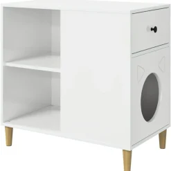 Huisdierbenodigdheden*vidaXL Kattenhuis Glanzend Wit 72 x 42,5 x 70 cm Bewerkt hout Hoogglans wit