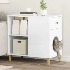 Huisdierbenodigdheden*vidaXL Kattenhuis Glanzend Wit 72 x 42,5 x 70 cm Bewerkt hout Hoogglans wit