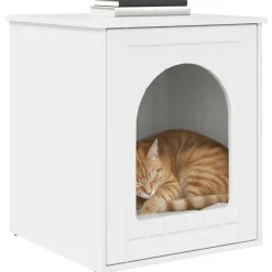 Kattenhuis Glanzend Wit 53 x 52 x 62 cm Bewerkt hout><noscript><img width=