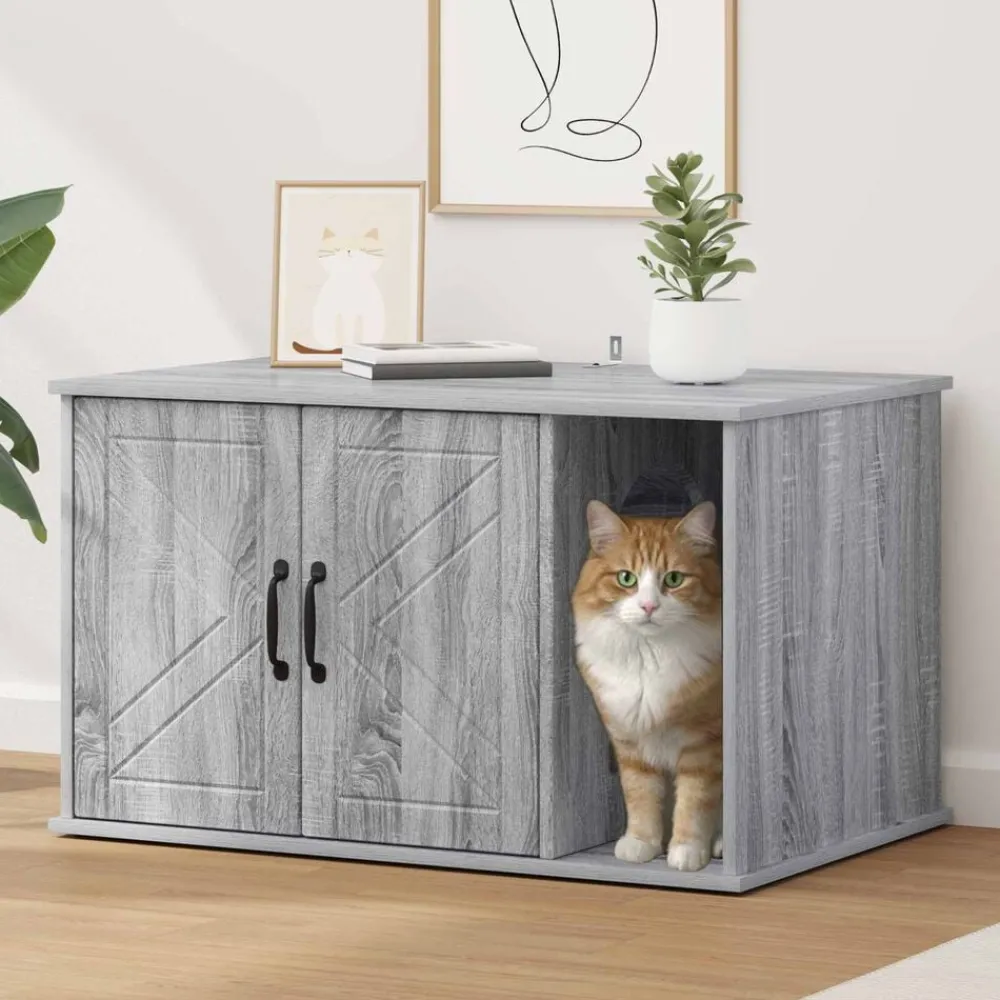 Kattenhuis 85 x 55 x 50 cm Bewerkt hout>vidaXL Clearance