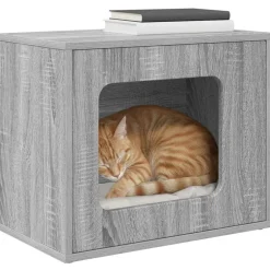 Huisdierbenodigdheden*vidaXL Kattenhuis 51 x 30 x 42,5 cm Bewerkt hout Grijs sonoma