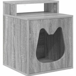 Huisdierbenodigdheden*vidaXL Kattenhuis 42,5 x 40 x 53,5 cm Bewerkt hout Grijs sonoma