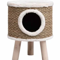 Huisdierbenodigdheden*vidaXL Kattenhuis met houten poten 41 cm zeegras