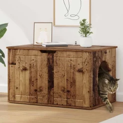 Kattenhuis Oudhout 85 x 55 x 50,5 cm Bewerkt hout>vidaXL Discount