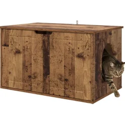 Kattenhuis Oudhout 85 x 55 x 50,5 cm Bewerkt hout><noscript><img width=