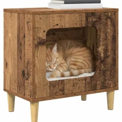 Huisdierbenodigdheden*vidaXL Kattenhuis Oudhout 51 x 30 x 52 cm Bewerkt hout Oud hout