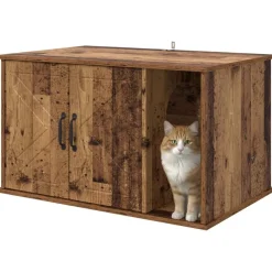 Kattenhuis Oudhout 85 x 55 x 50 cm Bewerkt hout><noscript><img width=