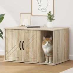 Huisdierbenodigdheden*vidaXL Kattenhuis Sonoma 85 x 55 x 50 cm Bewerkt hout Sonoma eiken