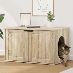 Huisdierbenodigdheden*vidaXL Kattenhuis Sonoma 85 x 55 x 50,5 cm Bewerkt hout Sonoma eiken