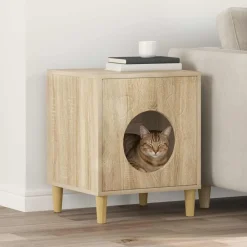 Huisdierbenodigdheden*vidaXL Kattenhuis Sonoma 42,5 x 40 x 53 cm Bewerkt hout Sonoma eiken
