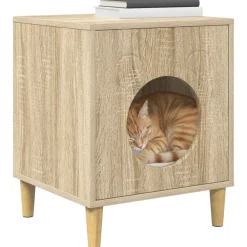 Huisdierbenodigdheden*vidaXL Kattenhuis Sonoma 42,5 x 40 x 53 cm Bewerkt hout Sonoma eiken