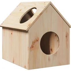 Huisdierbenodigdheden*vidaXL Kattenhuis 41x50x50 cm massief grenenhout Naturel
