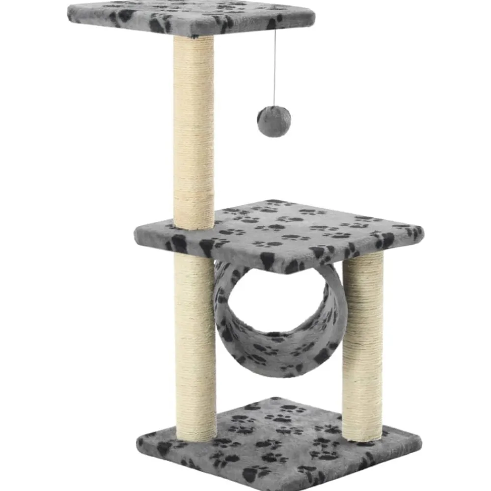 Huisdierbenodigdheden*vidaXL Kattenkrabpaal met sisal krabpalen 65 cm pootafdrukken grijs Grijs met pootafdrukken