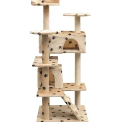 Kattenkrabpaal met sisal krabpalen 125 cm pootafdrukprint beige>vidaXL Best