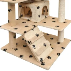 Kattenkrabpaal met sisal krabpalen 125 cm pootafdrukprint beige><noscript><img width=