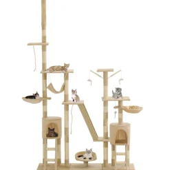 Huisdierbenodigdheden*vidaXL Kattenkrabpaal met sisal krabpalen 230-250 cm Beige
