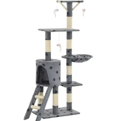 Kattenkrabpaal met sisal krabpalen 138 cm pootafdrukken grijs>vidaXL