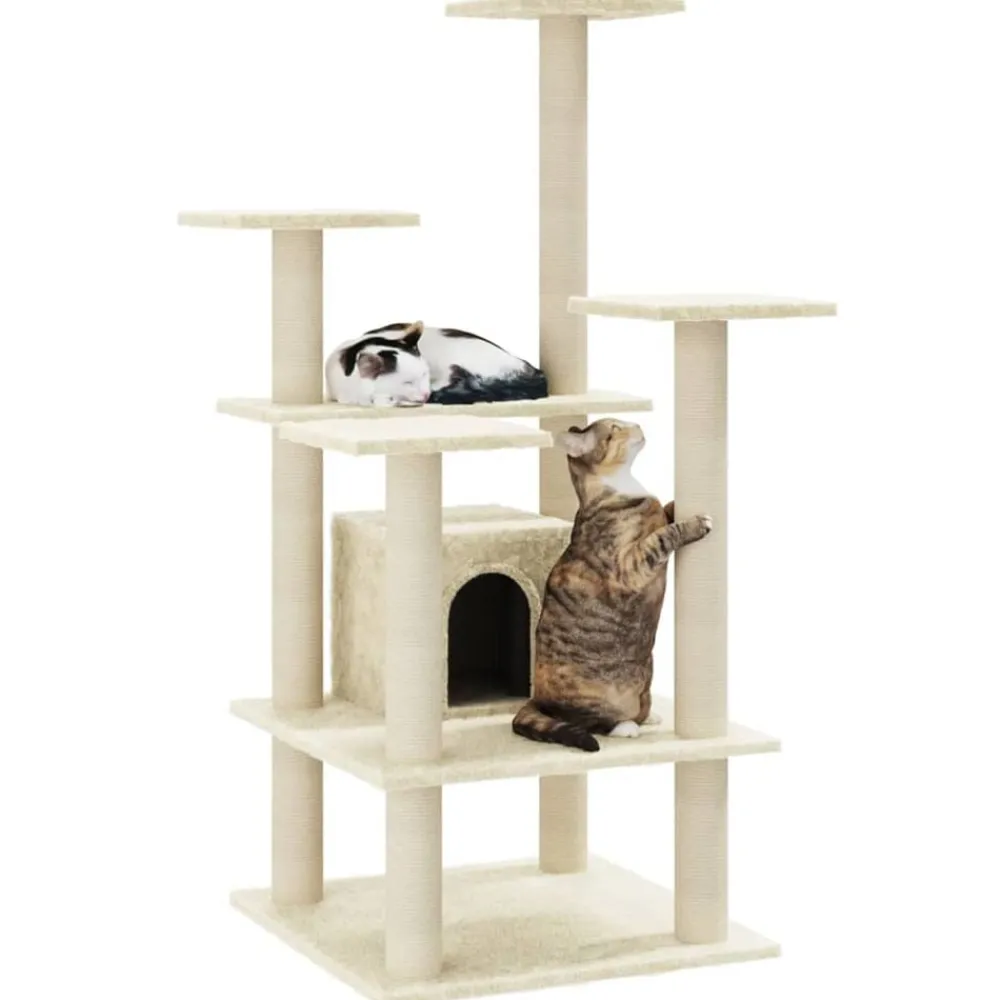 Kattenkrabpaal met sisal krabpalen 110 cm crèmekleurig>vidaXL Clearance