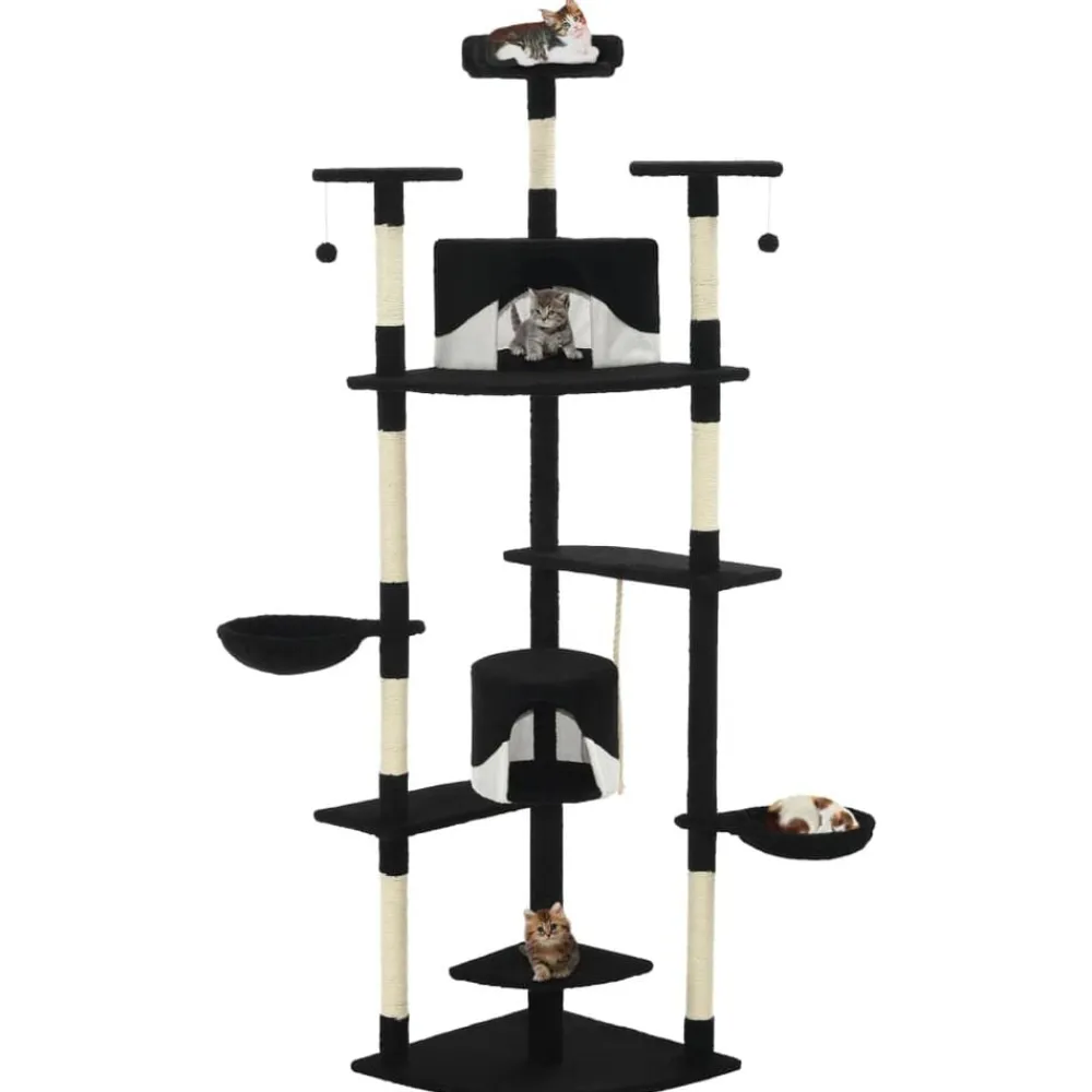 Huisdierbenodigdheden*vidaXL Kattenkrabpaal met sisal krabpalen 203 cm Zwart en wit