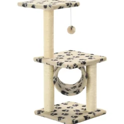 Huisdierbenodigdheden*vidaXL Kattenkrabpaal met sisal krabpalen 65 cm pootafdrukken beige Beige met pootafdrukken