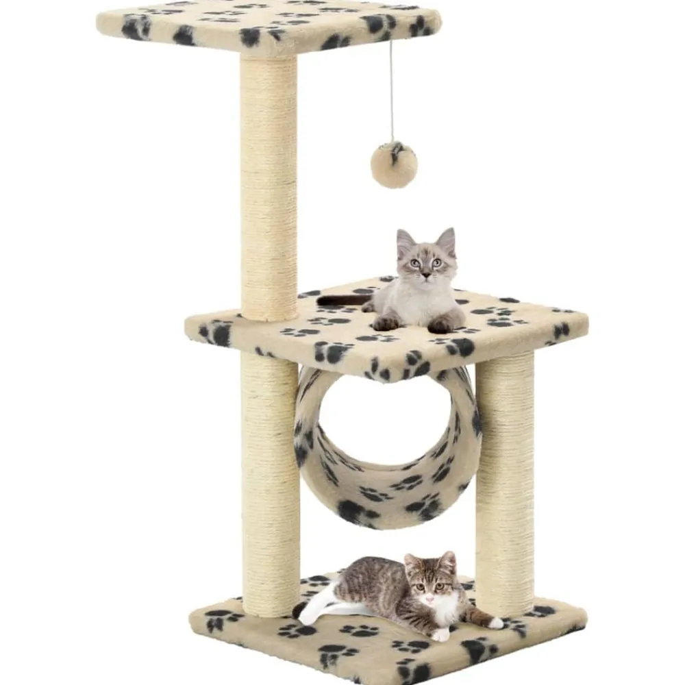 Huisdierbenodigdheden*vidaXL Kattenkrabpaal met sisal krabpalen 65 cm pootafdrukken beige Beige met pootafdrukken