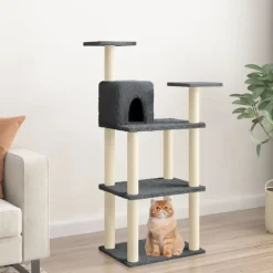 Huisdierbenodigdheden*vidaXL Kattenkrabpaal met sisal krabpalen 118,5 cm Donkergrijs