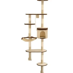 Kattenkrabpaal met krabpalen wandmontage 194 cm beige bruin>vidaXL Best