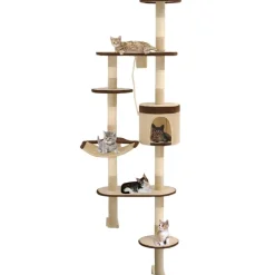 Kattenkrabpaal met krabpalen wandmontage 194 cm beige bruin>vidaXL Best
