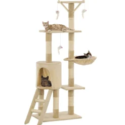Huisdierbenodigdheden*vidaXL Kattenkrabpaal met sisal krabpalen 138 cm Beige