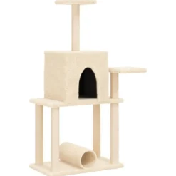 Kattenmeubel met sisal krabpalen 122 cm crèmekleurig>vidaXL Outlet