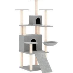 Huisdierbenodigdheden*vidaXL Kattenmeubel met sisal krabpalen 154 cm Lichtgrijs