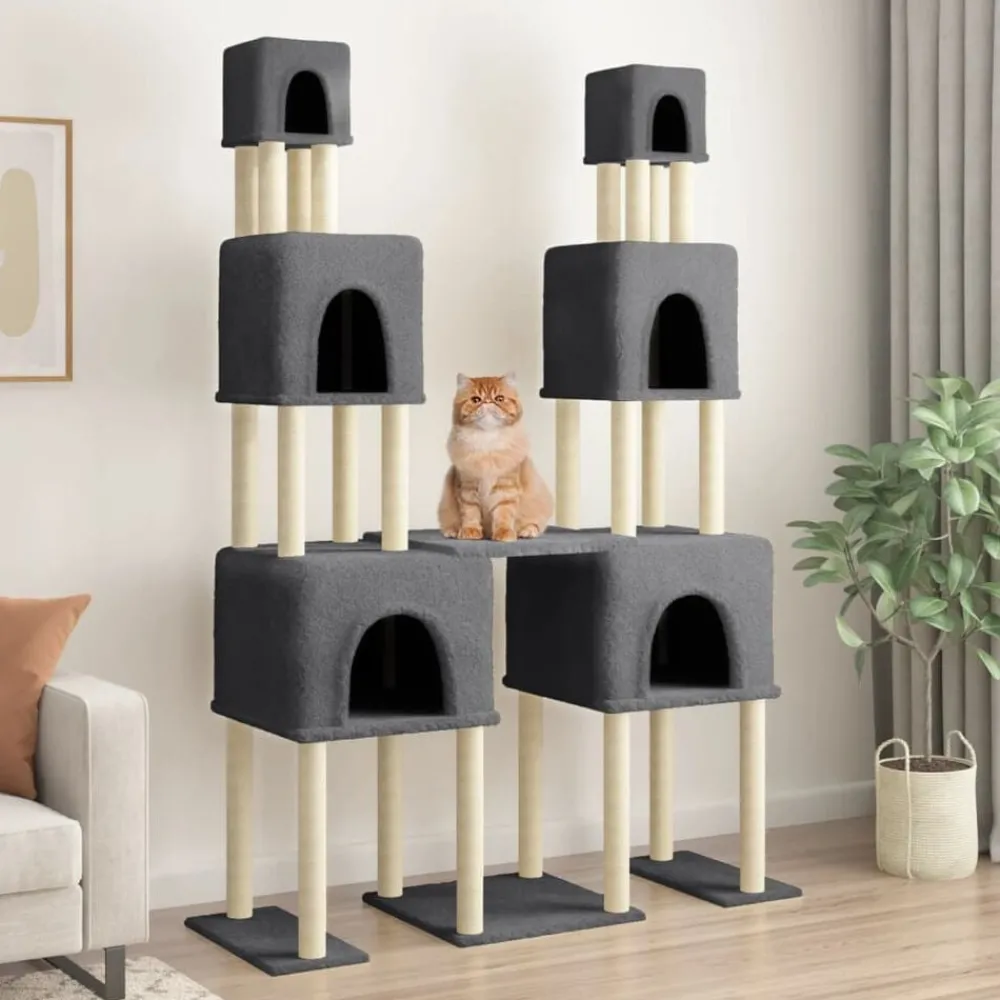 Huisdierbenodigdheden*vidaXL Kattenmeubel met sisal krabpalen 199 cm Donkergrijs