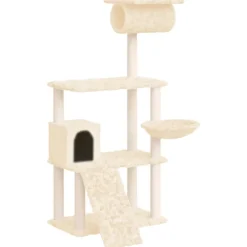 Huisdierbenodigdheden*vidaXL Kattenmeubel met sisal krabpalen 131 cm crèmekleurig Cr&egrave;me