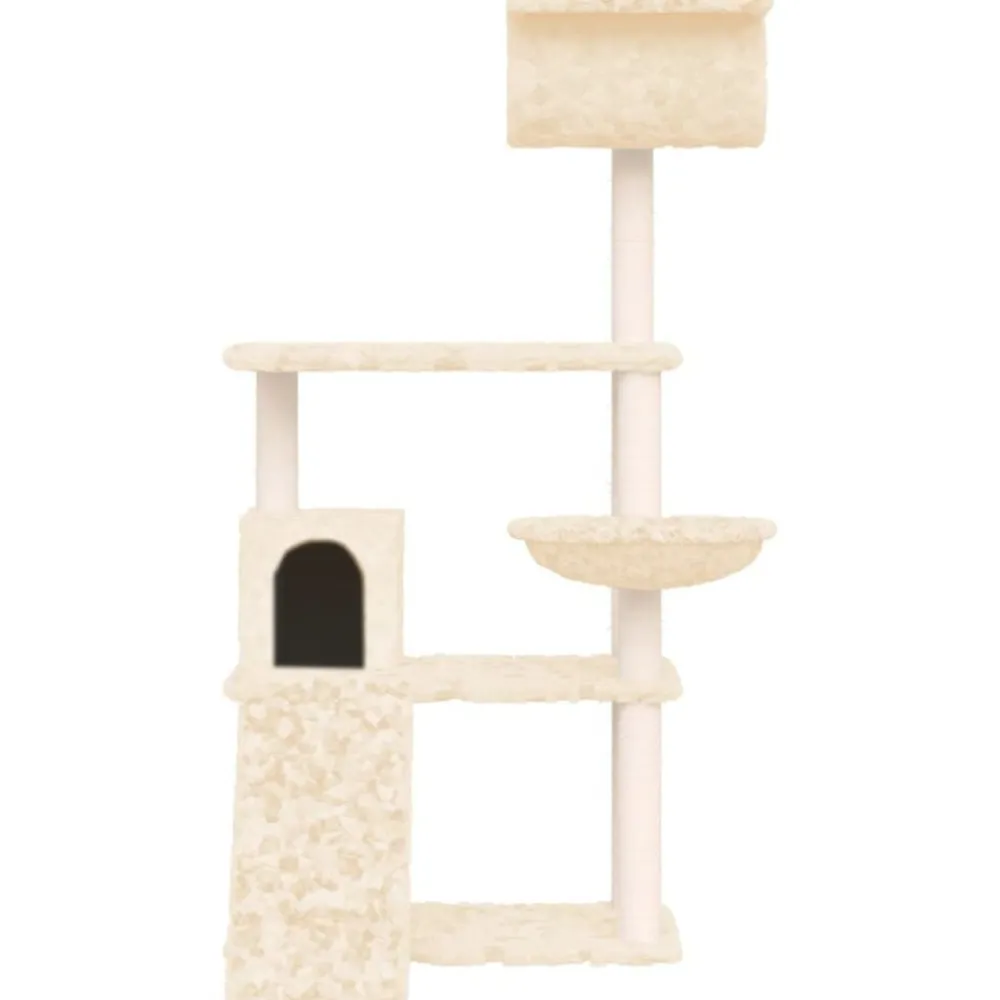 Huisdierbenodigdheden*vidaXL Kattenmeubel met sisal krabpalen 131 cm crèmekleurig Crème