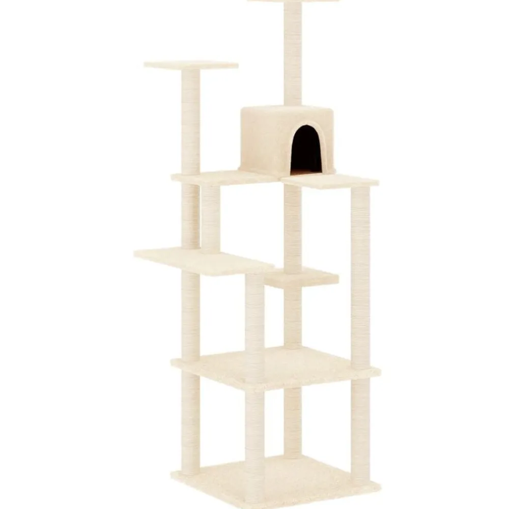 Huisdierbenodigdheden*vidaXL Kattenmeubel met sisal krabpalen 153 cm crèmekleurig Crème