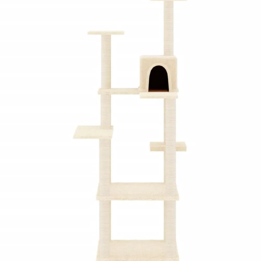 Huisdierbenodigdheden*vidaXL Kattenmeubel met sisal krabpalen 153 cm crèmekleurig Crème