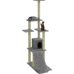 Huisdierbenodigdheden*vidaXL Kattenmeubel met sisal krabpalen 155 cm Lichtgrijs