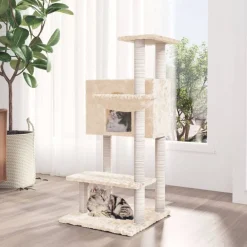 Kattenmeubel met sisal krabpalen 108,5 cm crèmekleurig>vidaXL Discount