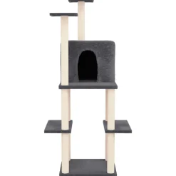 Huisdierbenodigdheden*vidaXL Kattenmeubel met sisal krabpalen 144,5 cm Donkergrijs