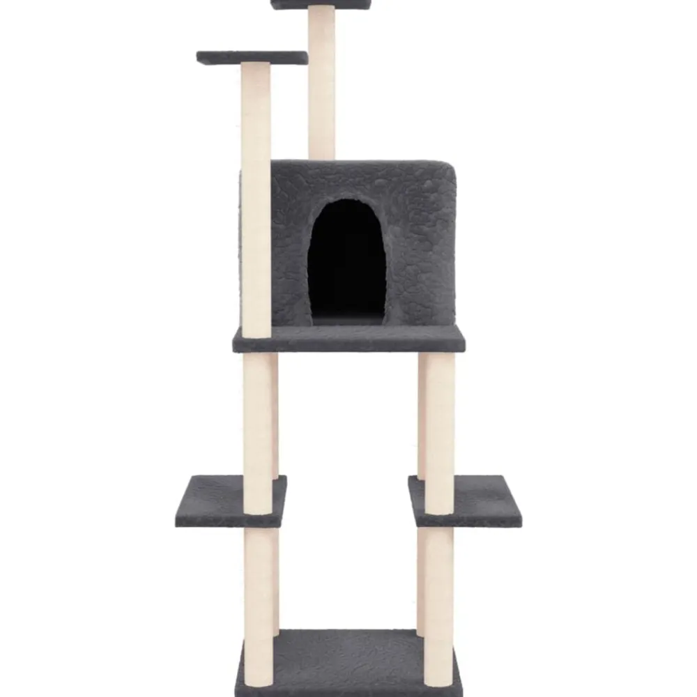 Huisdierbenodigdheden*vidaXL Kattenmeubel met sisal krabpalen 144,5 cm Donkergrijs