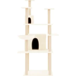 Huisdierbenodigdheden*vidaXL Kattenmeubel met sisal krabpalen 166 cm crèmekleurig Cr&egrave;me