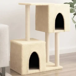 Huisdierbenodigdheden*vidaXL Kattenmeubel met sisal krabpalen 86 cm crèmekleurig Cr&egrave;me