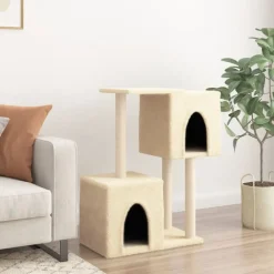 Huisdierbenodigdheden*vidaXL Kattenmeubel met sisal krabpalen 86 cm crèmekleurig Cr&egrave;me