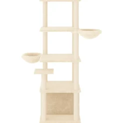Kattenmeubel met sisal krabpalen 147 cm crèmekleurig><noscript><img width=