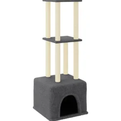 Huisdierbenodigdheden*vidaXL Kattenmeubel met sisal krabpalen 133,5 cm Donkergrijs